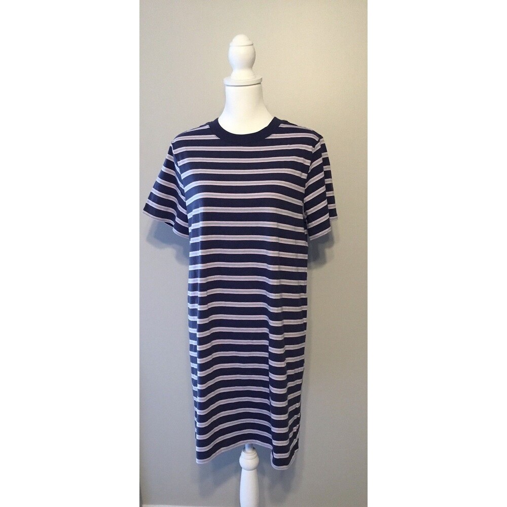 OLD NAVY Vintage Crew Dress Womens Striped Short Sleeve Blue & Pink Short Mini - Picture 7 of 10